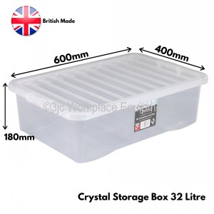 Wham Crystal Plastic Storage Box & Lid Size 10 (32 Litre)